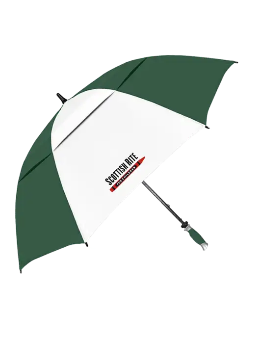 Dark Green/White Vented Typhoon Tamer Golf Umbrella w/Scottish Rite for Children Logo