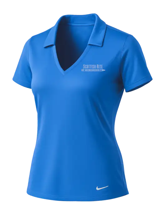 NIKE Carolina Blue Womens Dri-Fit Vertical Mesh Polo w/Scottish Rite for Children Logo