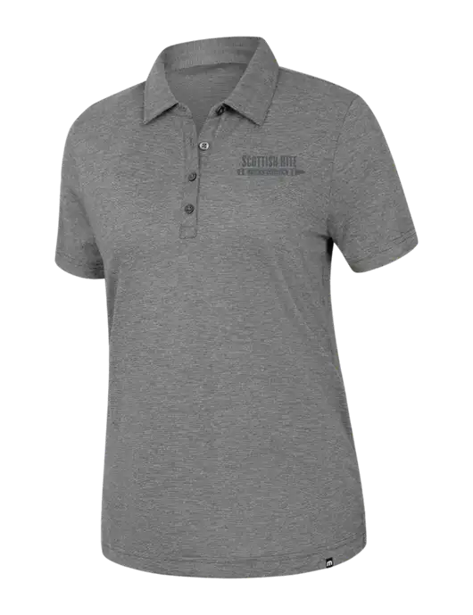 TravisMathew Womens Dark Grey Heather Sunnyvale Polo w/Scottish Rite for Children Logo