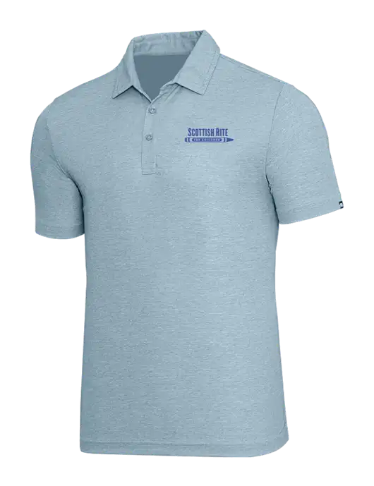 TravisMathew Light Blue Heather Oceanside Polo w/Scottish Rite for Children Logo