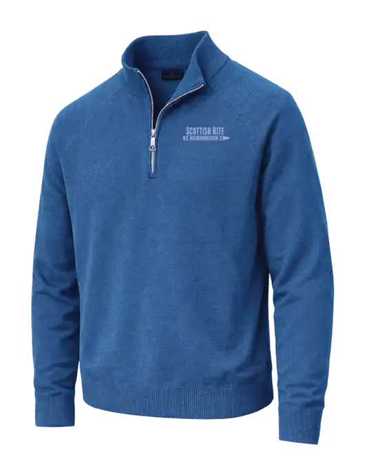 Brooks Brothers Cotton Stretch 1/4-Zip Light Blue Sweater w/Scottish Rite for Children Logo