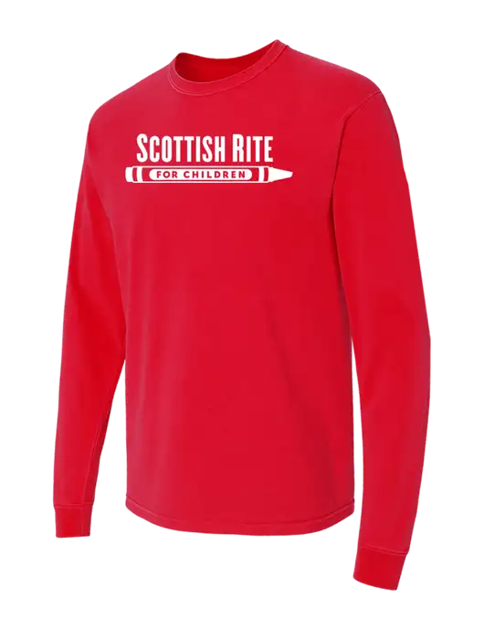 Comfort Colors Garment-Dyed Red Heavyweight Long Sleeve T-Shirt w/Scottish Rite for Children Logo