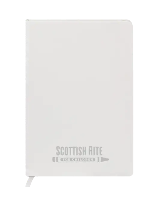 Fabrizio White Hard Cover 5.75 x 8.3  Journal w/Scottish Rite for Children Logo