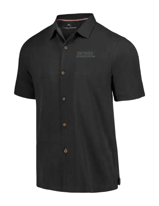 Tommy Bahama Black Tropic Isles Short Sleeve Shirt w/Scottish Rite for Children Logo