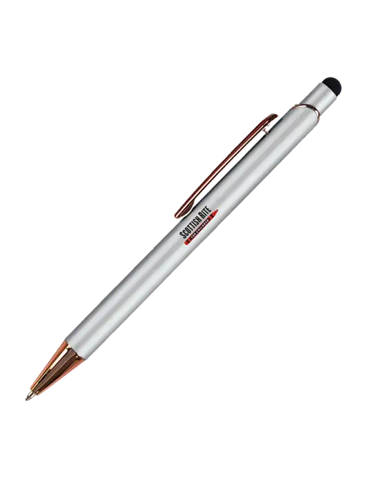 Waterlily White Stylus Blue Ink Pen w/Scottish Rite for Children Logo
