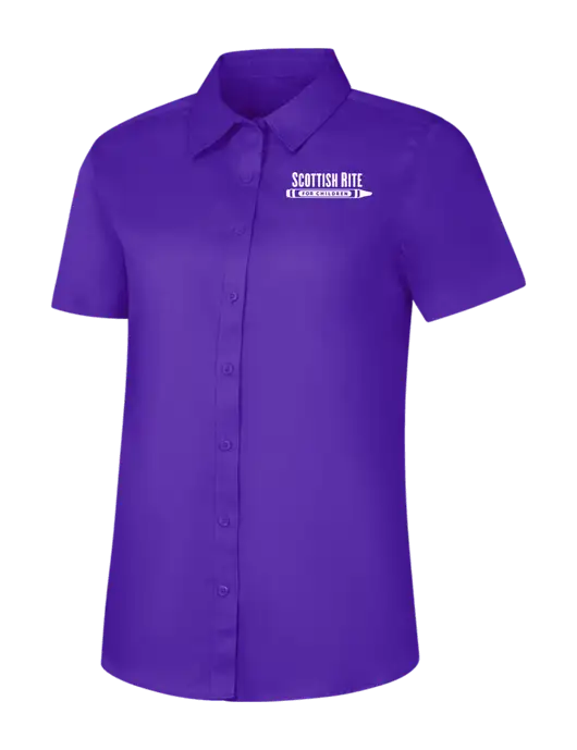 Womens Purple Short Sleeve Superpro React Twill Shirt w/Scottish Rite for Children Logo
