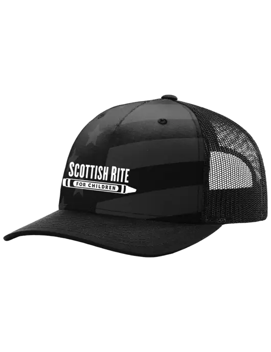 Richardson Five Panel Stars and Stripes Trucker Cap w/Scottish Rite for Children Logo