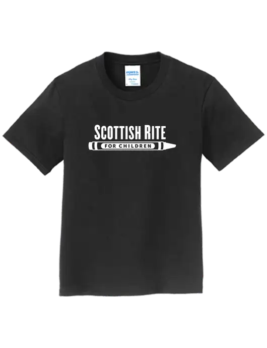 Youth Ring Spun Jet Black 4.5 oz T-Shirt w/Scottish Rite for Children Logo