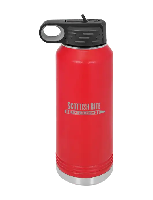 Polar Camel 32 oz Powder Coated Red Vacuum Insulated Water Bottle w/Scottish Rite for Children Logo