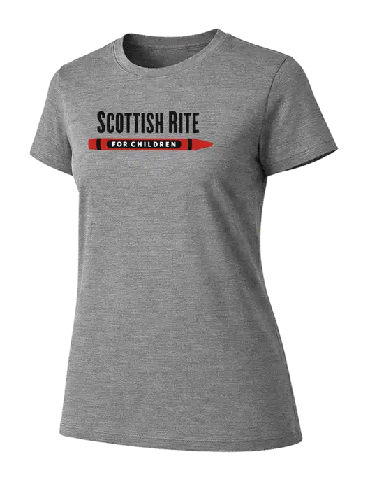 Womens Ring Spun Light Grey Heather 4.5 oz T-Shirt w/Scottish Rite for Children Logo