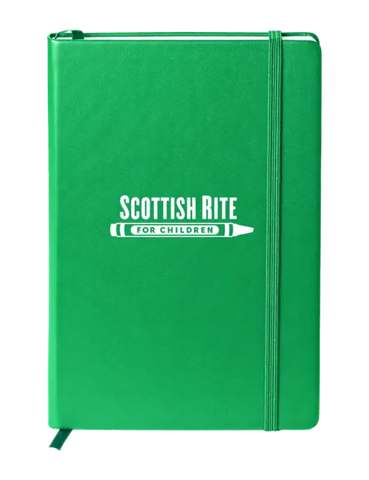 Neoskin Green Hard Cover Journal 5.75 x 8.375
 w/Scottish Rite for Children Logo