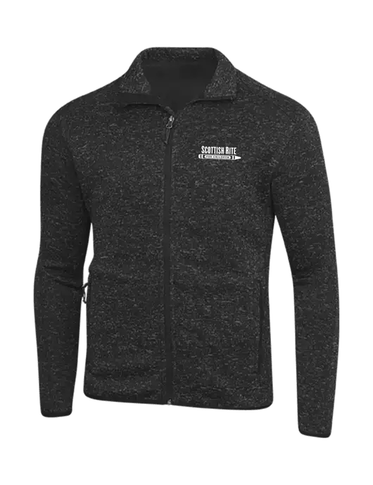 Black Heather Sweater Fleece Jacket w/Scottish Rite for Children Logo