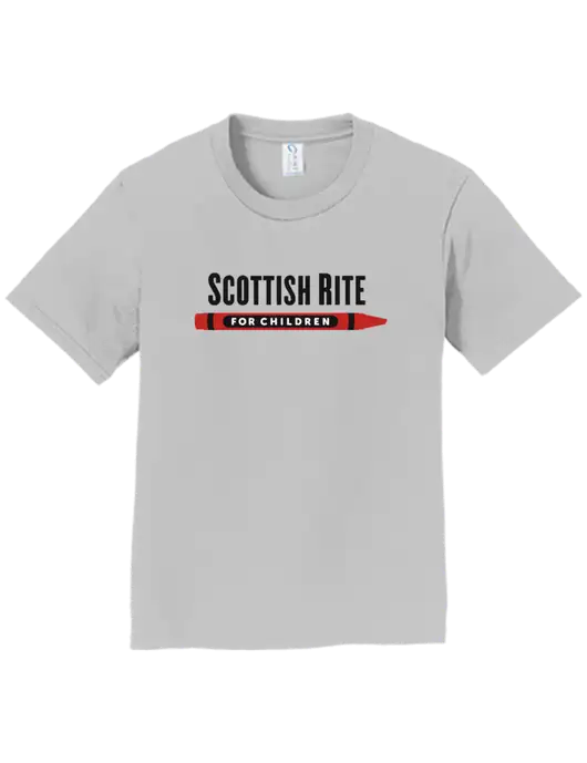 Youth Ring Spun Silver 4.5 oz T-Shirt w/Scottish Rite for Children Logo
