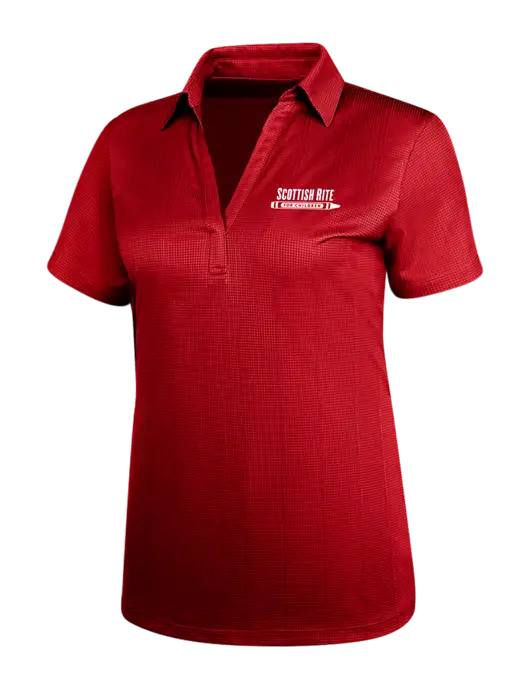 Red Womens Performance Fine Jacquard Polo w/Scottish Rite for Children Logo