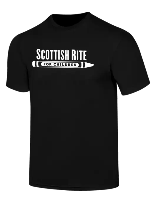 Simply Soft Black 4.5oz  Poly/Combed Ring Spun Cotton T-Shirt w/Scottish Rite for Children Logo