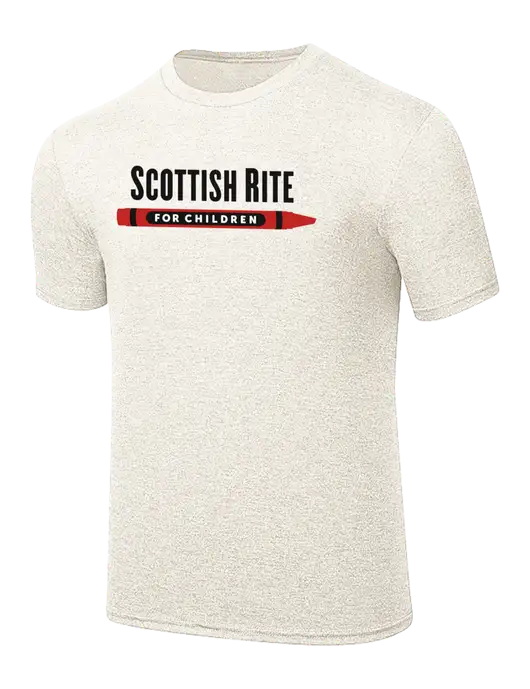 Simply Soft Very Light Tan Heather 4.5oz Poly/Combed Ring Spun Cotton T-Shirt w/Scottish Rite for Children Logo