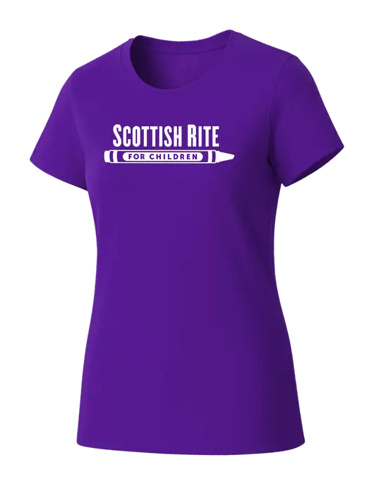 Womens Seriously Soft Purple T-Shirt w/Scottish Rite for Children Logo