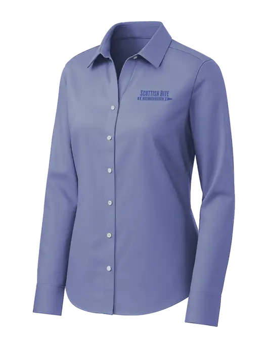 Brooks Brothers Womens Royal Blue Wrinkle-Free Stretch Pinpoint Shirt w/Scottish Rite for Children Logo
