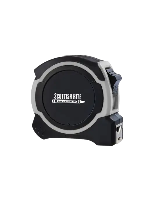 Light Grey and Black Pro Tape Measure, 25'
 w/Scottish Rite for Children Logo