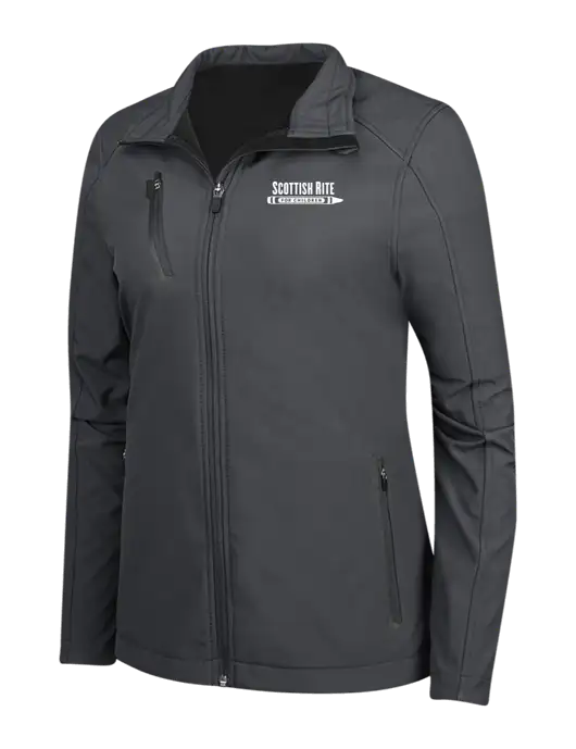 Dark Grey Womens Welded Softshell Jacket w/Scottish Rite for Children Logo