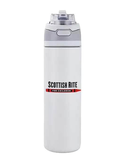 White Sip or Flip 24oz Vacuum Insulated Stainless Steel Bottle  w/Scottish Rite for Children Logo