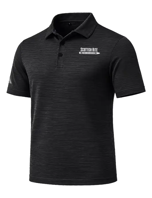 Adidas Black Textured Stripe Polo w/Scottish Rite for Children Logo