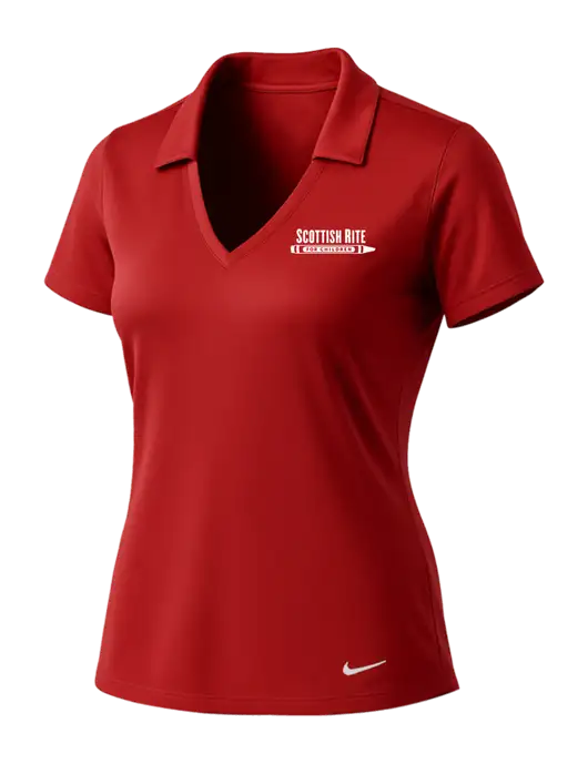 NIKE Red Womens Dri-Fit Vertical Mesh Polo w/Scottish Rite for Children Logo