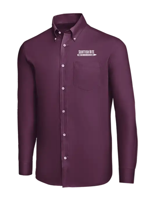 Brooks Brothers Eggplant Wrinkle-Free Stretch Nailhead Shirt w/Scottish Rite for Children Logo