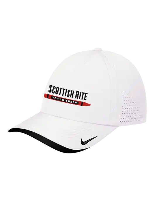 Nike White/Black Dri-FIT Perforated Performance Cap w/Scottish Rite for Children Logo