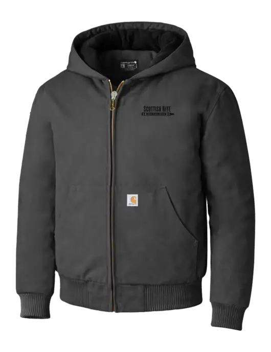 Carhartt Dark Grey Quilted-Flannel-Lined Duck Active Jacket w/Scottish Rite for Children Logo
