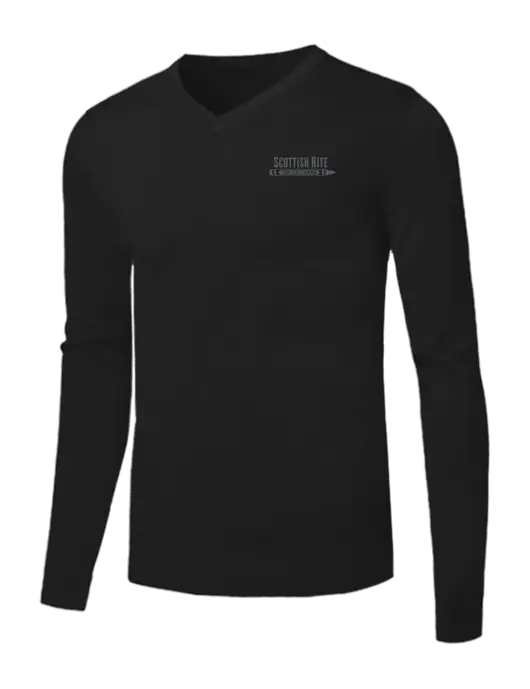 Brooks Brothers Black Washable Merino V-Neck Sweater w/Scottish Rite for Children Logo