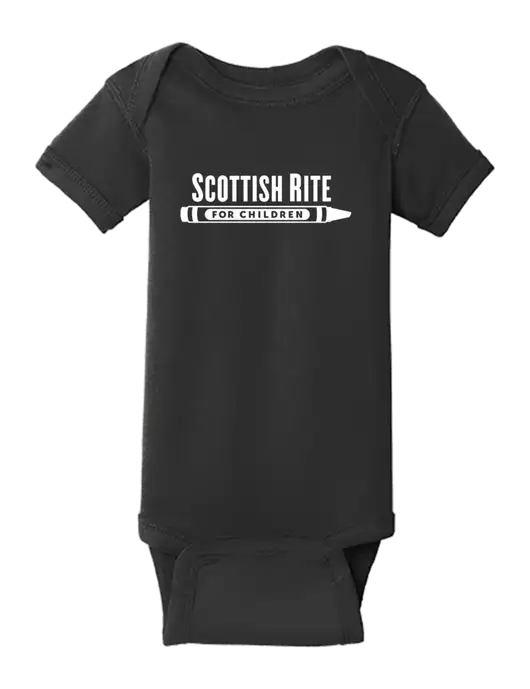 Rabbit Skins Black Infant Short Sleeve Baby Rib Bodysuit w/Scottish Rite for Children Logo