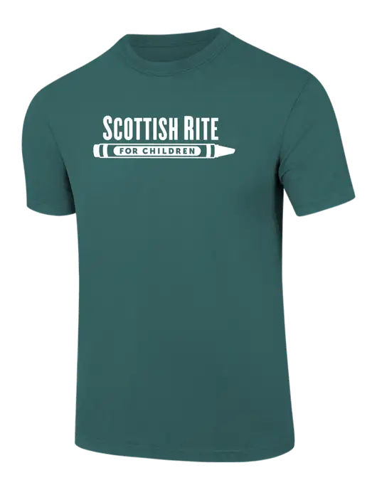 Comfort Colors 6.1 oz Dark Green Heather Heavyweight Ring Spun T-Shirt w/Scottish Rite for Children Logo