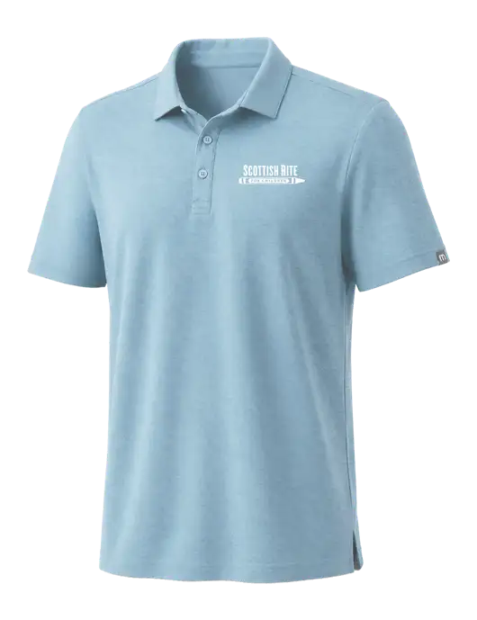 TravisMathew Light Sapphire Heather Coto Performance Polo w/Scottish Rite for Children Logo