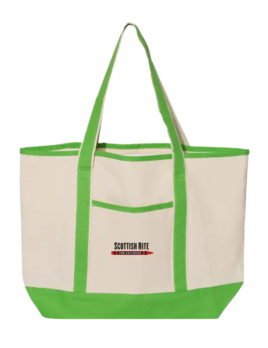 Natural/Light Kelly Large Canvas Deluxe Tote w/Scottish Rite for Children Logo
