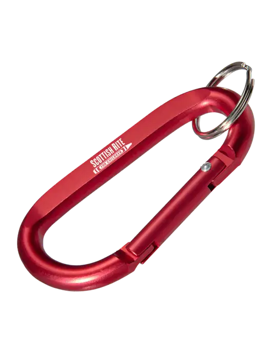 Red Carabiner & Key Ring w/Scottish Rite for Children Logo