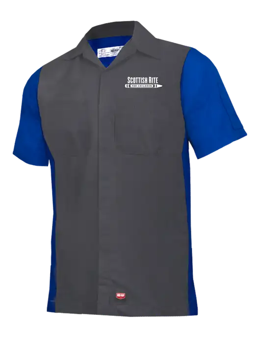 Red Kap Charcoal/Royal Short Sleeve Ripstop Crew Shirt w/Scottish Rite for Children Logo