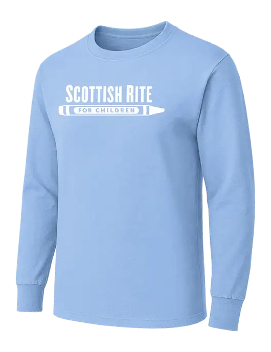 Light Blue Heavyweight Long Sleeve 6.1 oz T-Shirt w/Scottish Rite for Children Logo