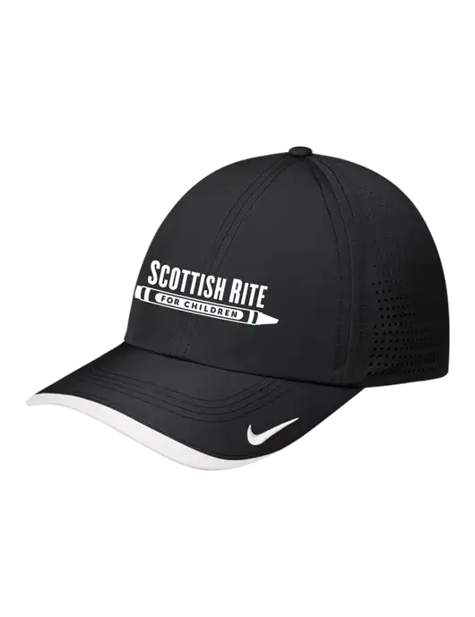 Nike Black/White Dri-FIT Perforated Performance Cap w/Scottish Rite for Children Logo