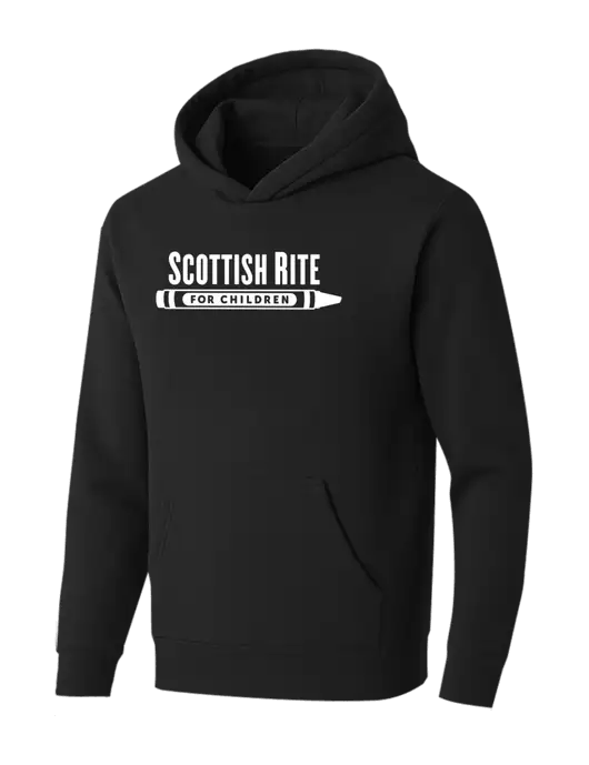 BELLA+CANVAS Black Sponge Fleece Pullover Hoodie w/Scottish Rite for Children Logo