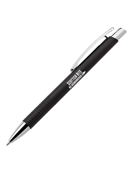 Malay Black Ballpoint Pen - Blue Ink w/Scottish Rite for Children Logo