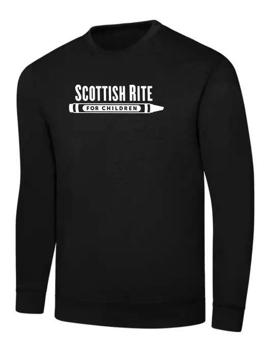 Black 7.8 oz Ring Spun Crew Sweatshirt w/Scottish Rite for Children Logo