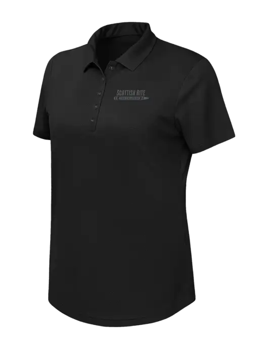 Callaway Womens Birdseye Black Polo w/Scottish Rite for Children Logo
