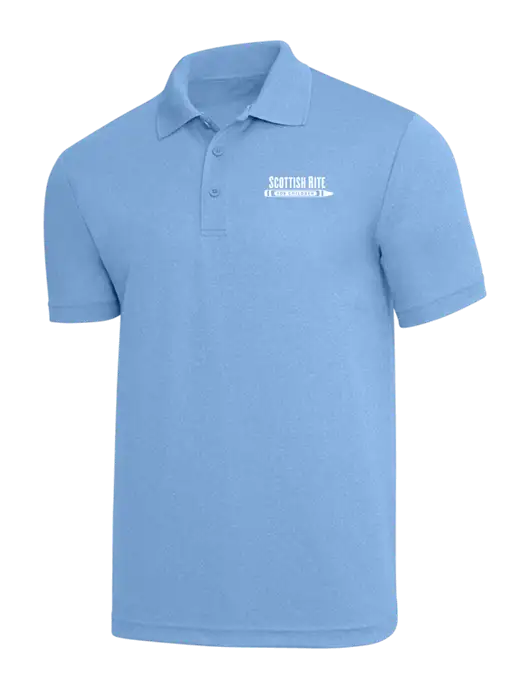 Light Royal Heather PosiCharge RacerMesh Polo w/Scottish Rite for Children Logo
