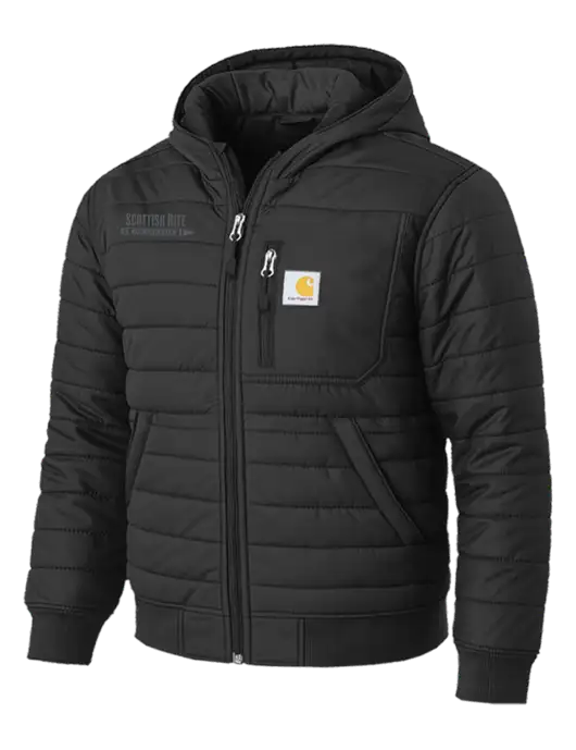 Carhartt Gilliam Insulated Black Hooded Jacket w/Scottish Rite for Children Logo