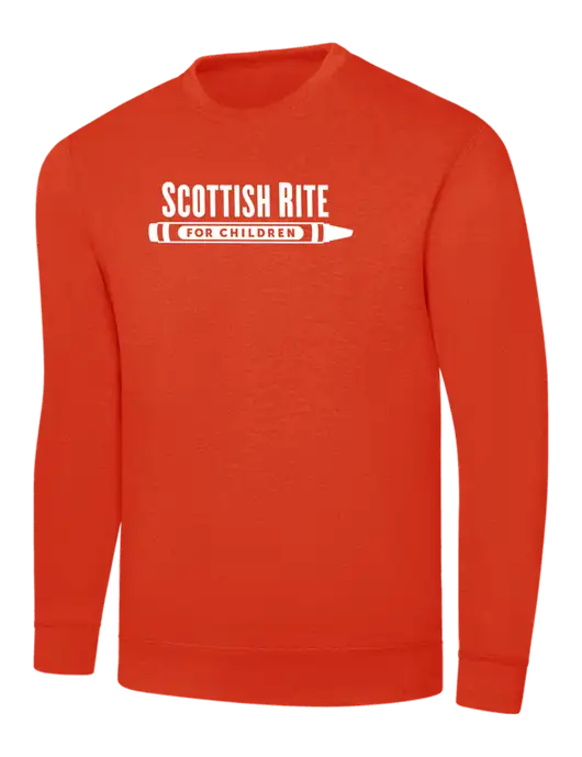 Orange 7.8 oz Ring Spun Crew Sweatshirt w/Scottish Rite for Children Logo