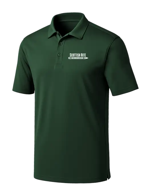 Dark Green Silk Touch Performance Polo w/Scottish Rite for Children Logo
