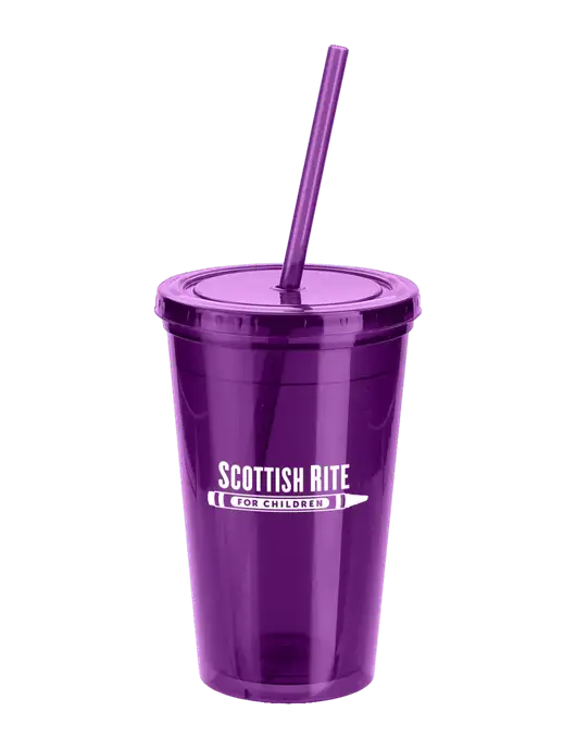 Sorrento Purple 16 oz Tumbler with Lid & Straw w/Scottish Rite for Children Logo