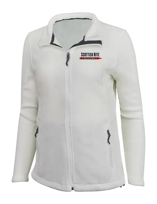 Womens White Fleece Jacket w/Scottish Rite for Children Logo