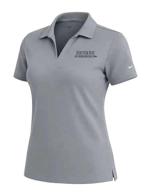 NIKE Medium Grey Womens Dri-Fit Micro Pique Polo w/Scottish Rite for Children Logo